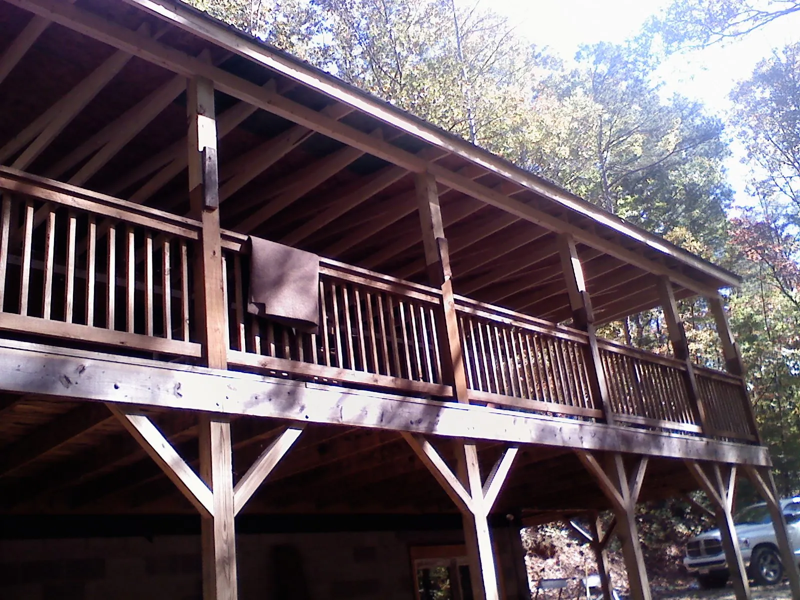 Timber framing under a new elevated porch and deck — Roof Leak Repair in Greenbrier by Roofing Brothers